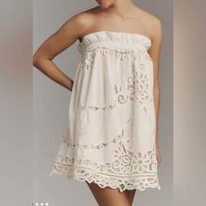 Anthropologie Maeve Strapless Lace Mini Dress